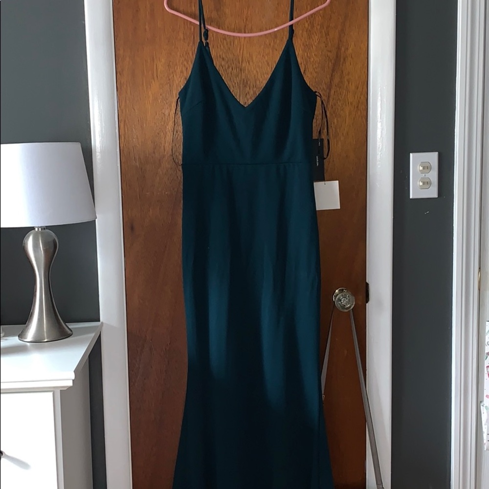 Dark green, long dress